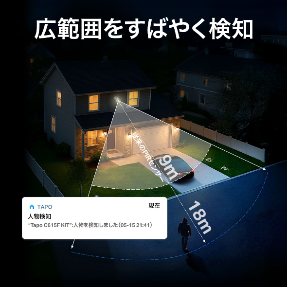 ソーラー給電対応センサーライト付きパンチルトセキュリティカメラキット  8